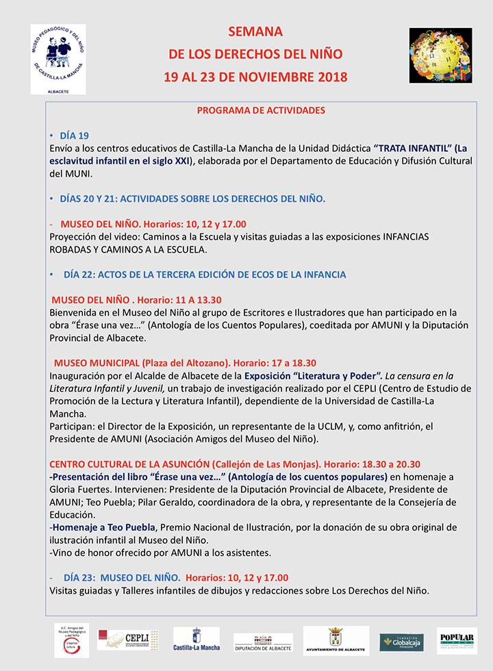 Programa de actividades en la semana de los derechos del niño.